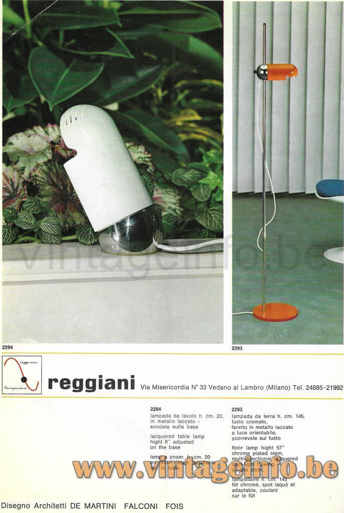 Reggiani Table Lamp 2294 - 1970s Catalogue Picture