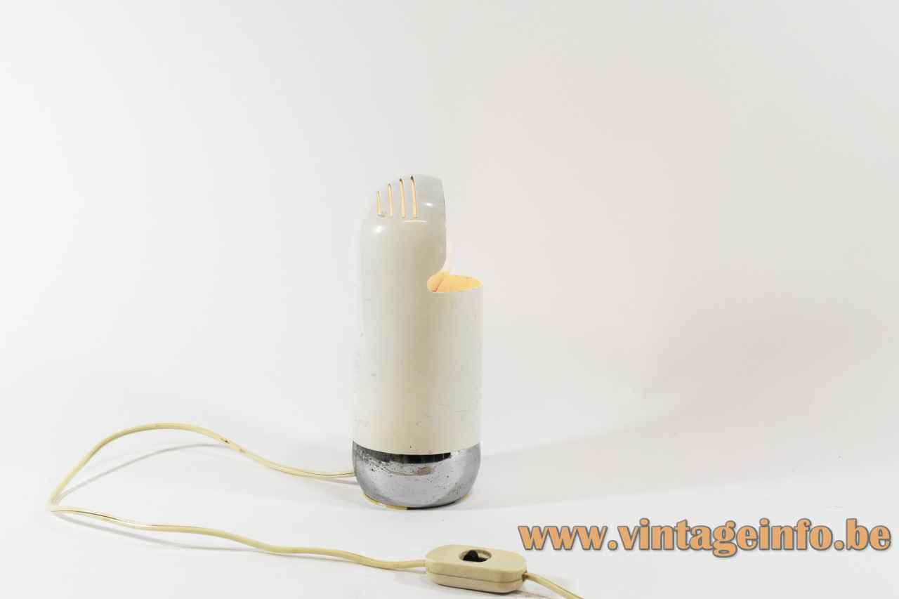 Reggiani table lamp 2294 round chrome base white tubular balancing aluminium lampshade 1970s design Italy