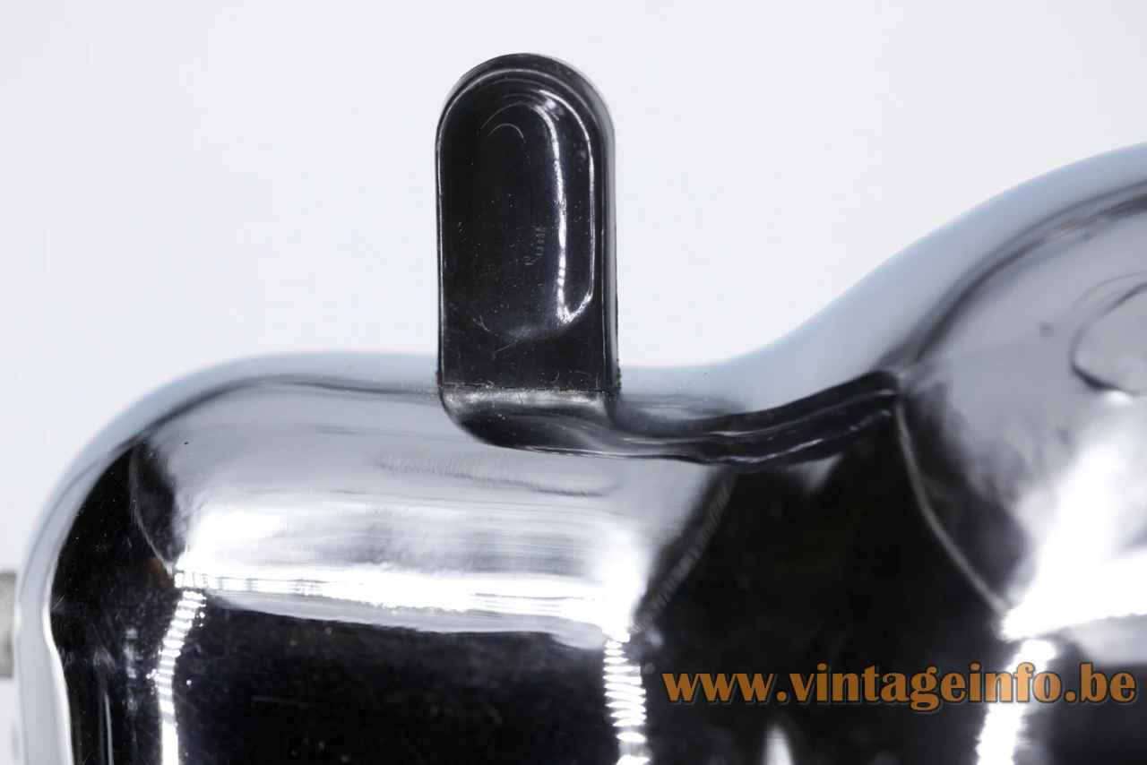 Stilnovo Topo clamp lamp black plastic handle chrome lampshade 1970 Design: Joe Colombo Italy
