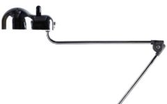 Stilnovo Topo clamp lamp adjustable chrome rods black plastic metal lampshade 1970 Design: Joe Colombo Italy