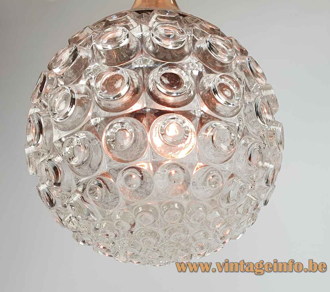 Cascading glass globes chandelier bubble relief magnifying sphere lampshade 1960s Germany