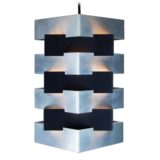 Fog & Mørup square slats pendant lamp stacked brushed aluminium lampshade 1960s 1970s Denmark Jo Hammerborg design