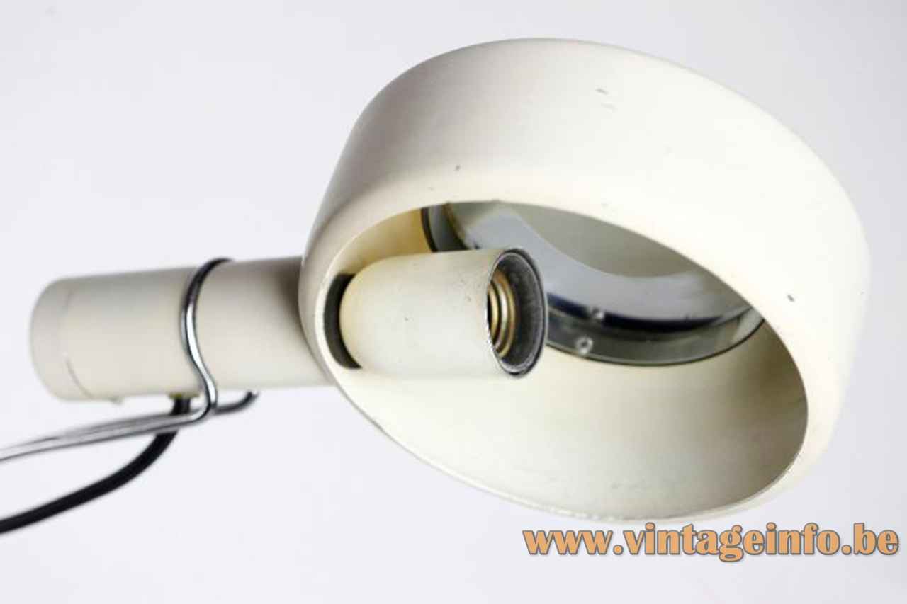 FontanaArte Salice desk lamp round white & chrome lampshade 1970 design: Richard Carruthers Italy inside view