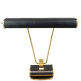 JUMO Model 71 desk lamp rounded & ribbed metal base 2 rods elongated lampshade Eileen Gray France