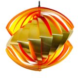 Lyfa Konkylie pendant lamp folded oval metal spiral slats lampshade 1964 design: Louis Weisdorf Denmark