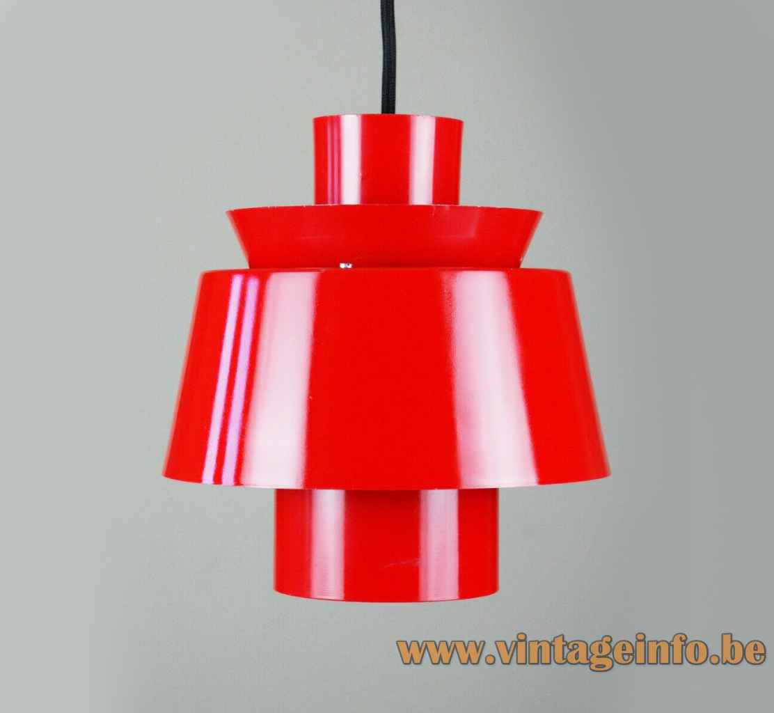 Nordisk Solar Tivoli pendant lamp round red aluminium conical lampshade 1957 design: Jørn Utzon Denmark 1960s 1970s