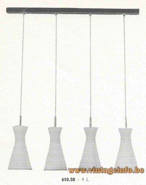 1950s diabolo chandelier 1960s Boulanger catalogue picture 4 glass pendant lamps 