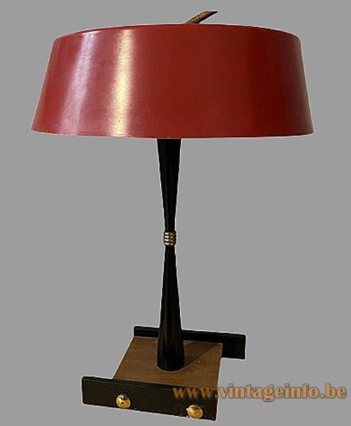 1950s Italian desk lamp red lampshade similar base and parts