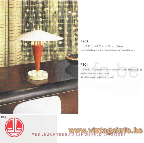 1950s VEB Leuchtenbau Table Lamp - Catalogue Picture