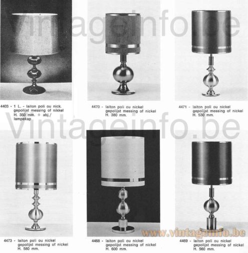 1960s Brass Table Lamp - 1970s Boulanger Catalogue Picture