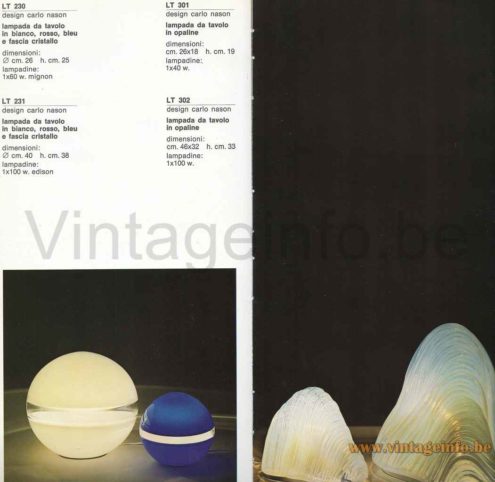 AV Mazzega Red & White Globe Table Lamps LT 231 - 1970s Catalogue Picture