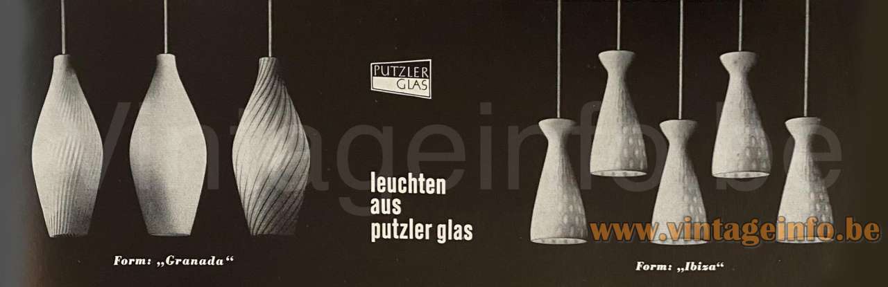Aloys Ferdinand Gangkofner Granada pendant lamp 1960 Peill+Putzler catalogue picture + model Ibiza