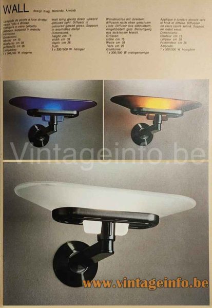 Arteluce Jill Wall Lamp 1981 Catalogue Picture 1979 Design: King, Miranda & Arnaldi