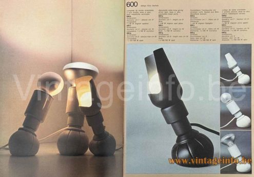 Arteluce Table Lamp 600 1981 Catalogue Picture Design: Gino Sarfatti 1966