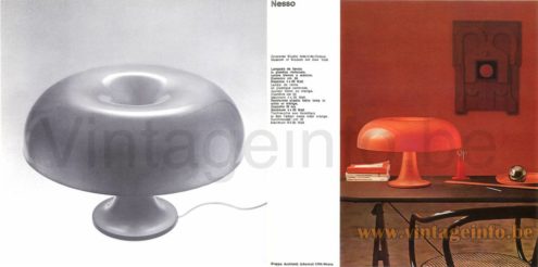 Artemide Nesso table lamp 1969 catalogue picture design Giancarlo Mattioli & Gruppo Architetti Urbanisti Città Nuova plastic mushroom lampshade