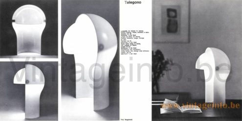 Artemide Telegono table lamp 1969 catalogue picture 1968 design: Vico Magistretti black & white pictures dimensions 