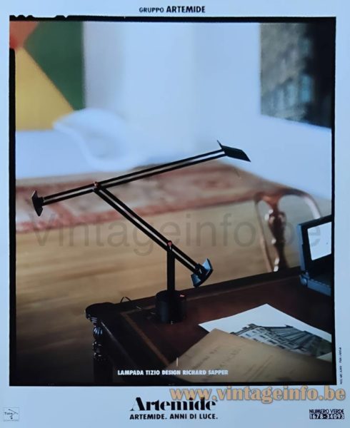 Artemide Tizio 50 desk lamp 1993 publicity 1971 design: Richard Sapper