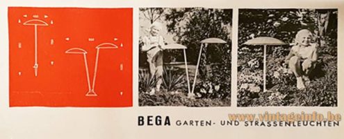 BEGA garden lamps Expo 58 Brussels – 1950s Catalogue Picture BEGA garden lamps Expo 58 Brussels 1950s catalogue picture garten- und strassenleuchten black & white photos with a little girl child