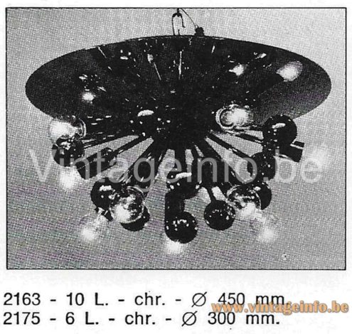 Boulanger Brass Sputnik Flush Mount 1970s Catalogue Picture Models 2163, 2175