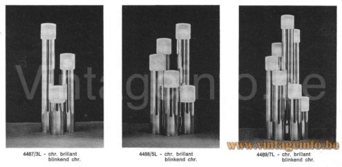 Boulanger Brass Tubes Table Lamp 1970s Catalogue Picture Models 4487/3L, 4488/5L, 4489/7L