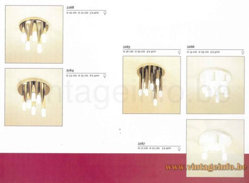 Boulanger Chrome Tubes Flush Mount 1980s Catalogue Picture Models: 2164, 2165, 2167, 2168