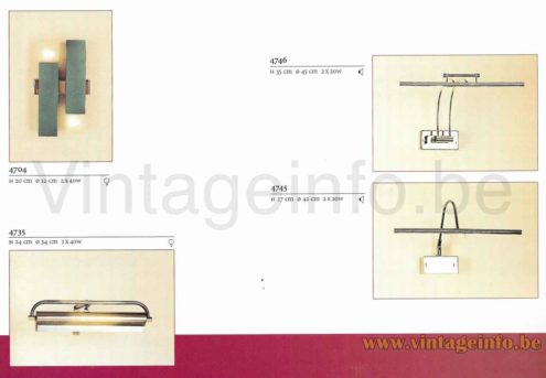 Boulanger presidential desk lamp 1980s catalogue picture wall lamps models 4746, 4745, 4735, 4704
