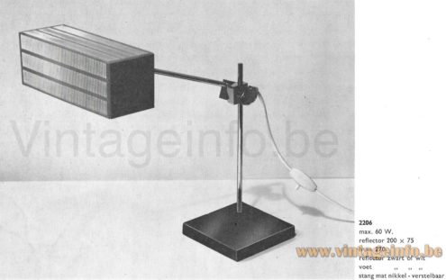 BuR Flamingo desk lamp 1960s Van Doorn catalogue picture the Netherlands model: 2206