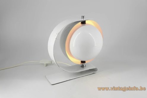 Carlos M. Serra chrome eclipse table lamp white version flat metal base adjustable globe lampshade E14 lamp socket Spain