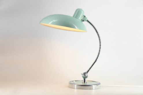 Christian Dell 6631 desk lamp light blue Luxus version made by Metalarte Spain