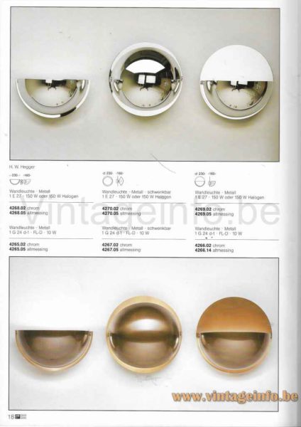 Cosack eclipse wall lamp 1988 catalogue pictures models 4265 4266 4267 4268 4269 4270