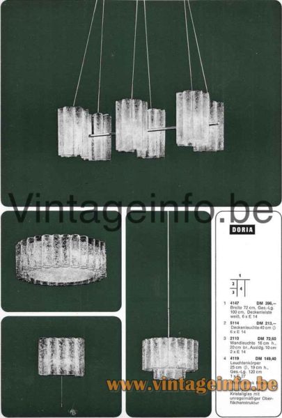 DORIA Glass Tubes Flush Mount - 1966 catalogue picture models: 4147 5114 2110 4119