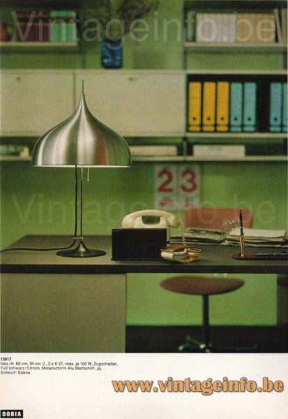 DORIA mushroom table lamp 1970s catalogue picture design: Klaus Slama Germany