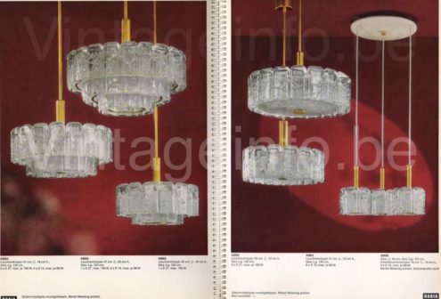 DORIA round ice glass chandelier models 43053 43054 43052 43050 43051 43056 hand blown crystal glass 1971 1972 catalogue picture