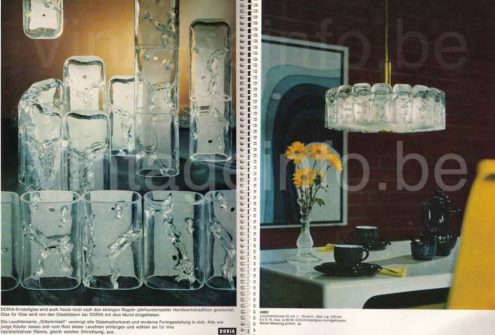 DORIA round ice glass chandelier model 43501 hand blown crystal glass 1971 1972 catalogue picture