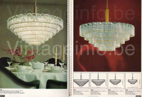 DORIA round ice glass chandelier models 43090 43089 43085 43055 hand blown crystal glass 1971 1972 catalogue picture