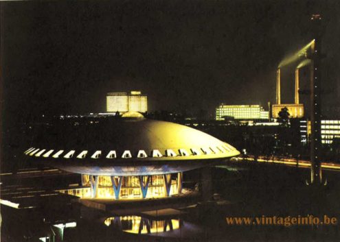 Philips Round Wall Lamp - Evoluon Eindhoven at night 1970 Philips lighting catalogue