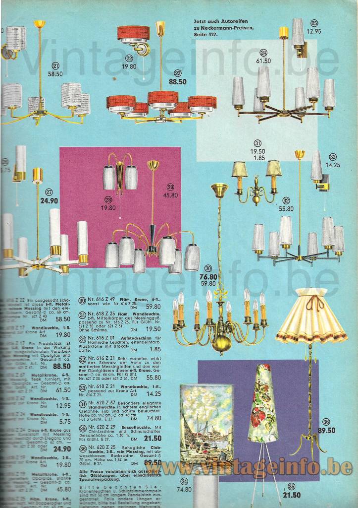 Floral Tripod Floor Lamp – Aro Leuchten – 1962 Neckermann Catalogue Floral tripod floor lamp made by Aro Leuchten in a 1962 Neckermann catalogue together with many other German lamps
