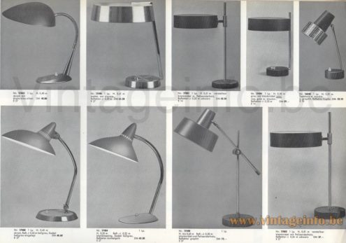 German gooseneck desk lamp 1964 wholesale catalogue picture + many other lamps made in Germany 1960s 