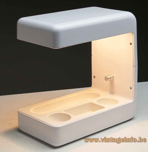 Giotto Stoppino Isos desk lamp white aluminium & acrylic lampshade 1970s Tronconi Italy