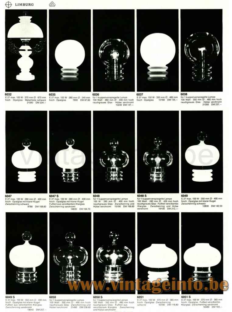 Glashütte Limburg Table Lamp 6051 - 1970s Design: Herbert Proft, Germany - 1970s Catalogue Picture