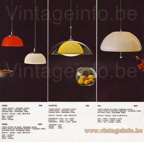 Harvey Guzzini Cabras Pendant Lamp – 1960s Meblo Catalogue Picture Model Iva Harvey Guzzini Cabras pendant lamp 1960s Meblo catalogue picture model: Iva other models: Faro & Elvetia pendant lamps