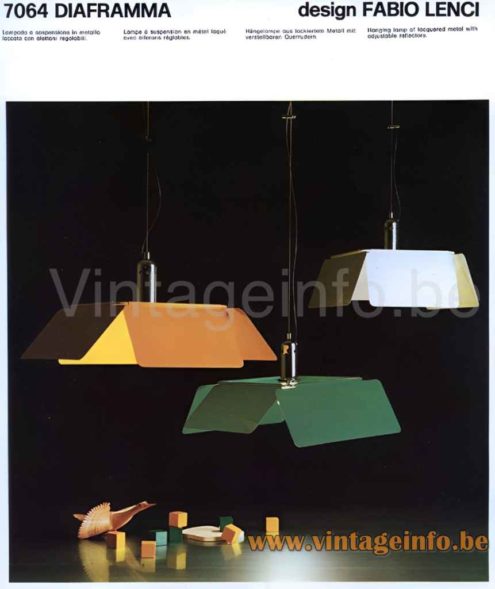 Harvey Guzzini Diaframma pendant lamp 1970s catalogue picture design: Fabio Lenci