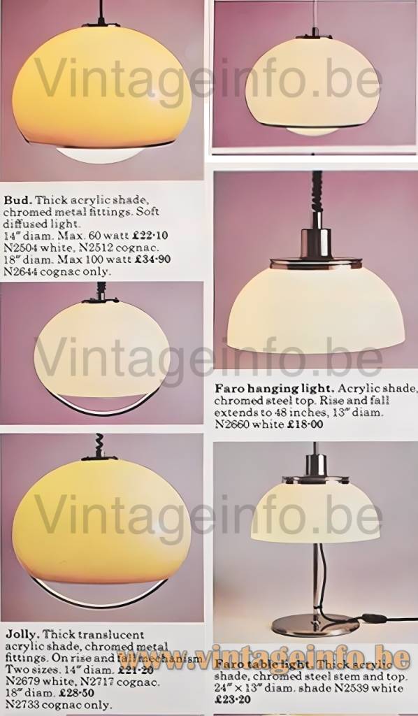 Harvey Guzzini Faro Pendant Lamp – 1975 Habitat Catalogue Picture Harvey Guzzini Faro pendant lamp 1975 Habitat catalogue picture other models: Faro table, Bud pendant & Jolly big & small pendant