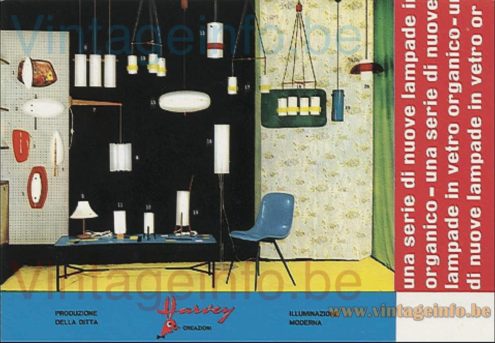 Harvey Guzzini Marconi pendant lamp early 1960s Harvey Creazioni catalogue picture many similar lamps together