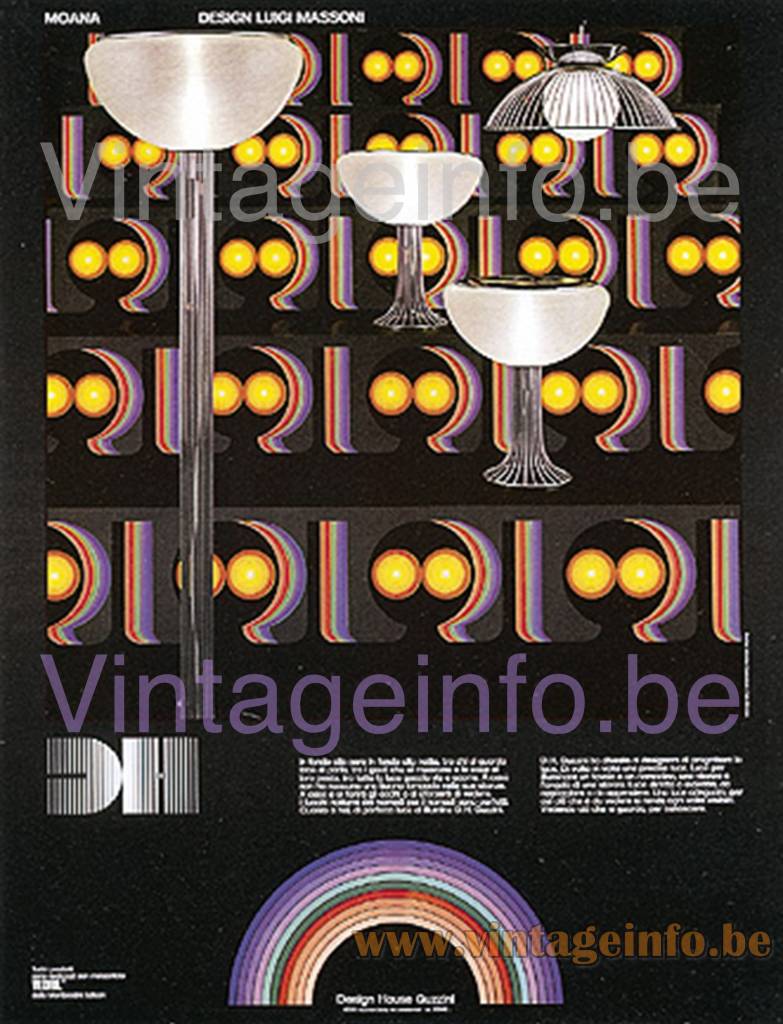 Harvey Guzzini Moana Table Lamp – 1968 DH Design House Catalogue Picture – 1967 Design: LuigI Massoni Harvey Guzzini Moana table lamp Design House catalogue picture 1967 design: LuigI Massoni + pendant lamp & floor lamp
