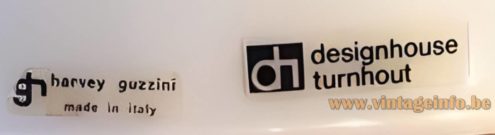 Harvey Guzzini pendant lamp Jolly 1970s labels of Design House Turnhout and Guzzini glued on the lampshade 