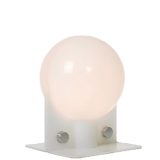 Harvey Guzzini Sirio table lamp square acrylic base globe lampshade 2 screws chrome ornamental srews 1970 design: E. Lampa & S. Brazzoli Italy