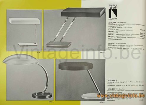 Kaiser Leuchten Desk Lamp 6878, 6875, 6751, 6873 - Catalogue Picture