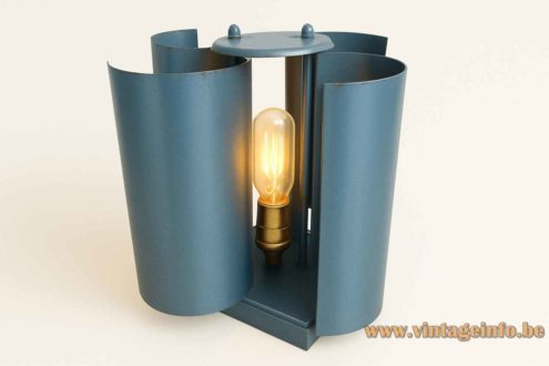 Lamperti flower table lamp blue metal version attributed to André Salomon (1891 - 1970)