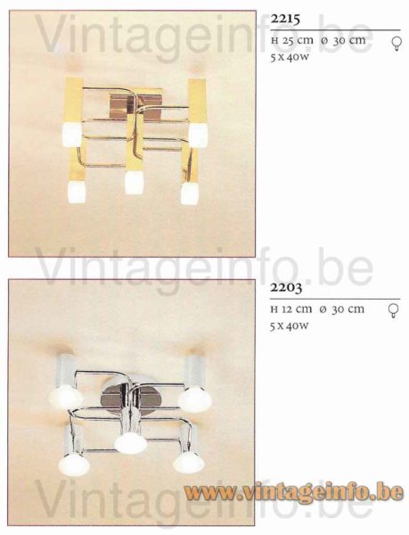 Leola Brass Flush Mount - 1980s Boulanger catalogue picture models: 2203 & 2215